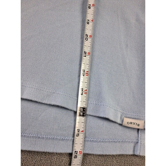 Orvis T-Shirt Top Blouse Women's Large Light Blue V-Neck 3/4 Sleeve Pima Cotton - Picture 11 of 11